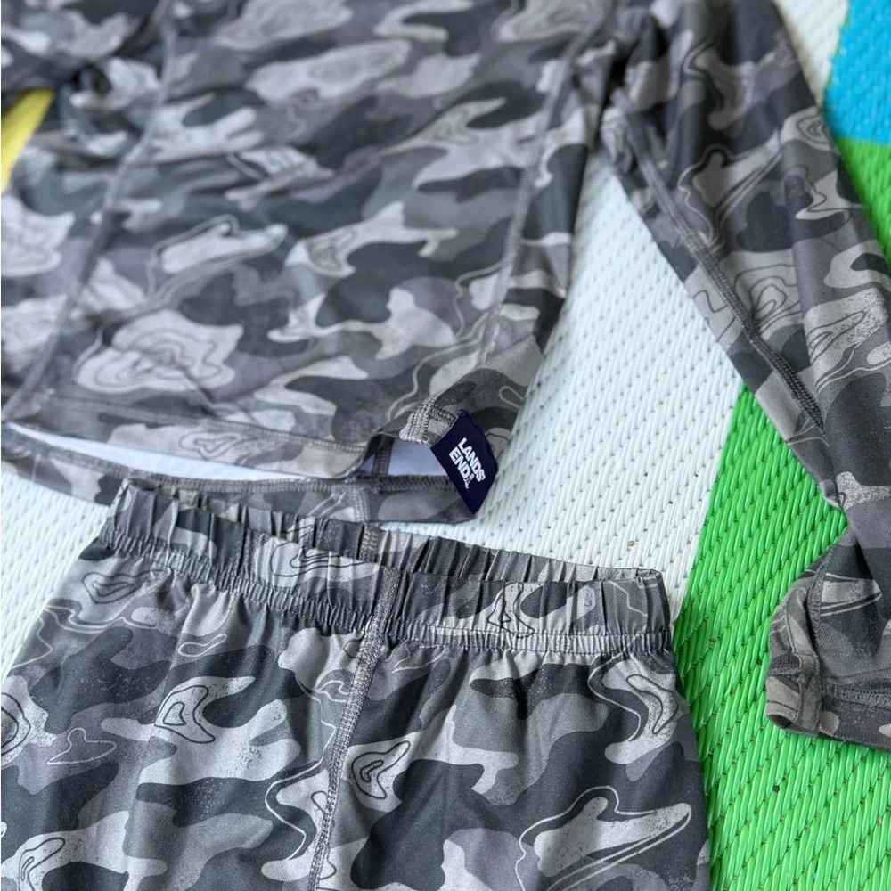 Lands' End Kids Gray Camo Pajama Set